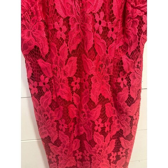 Adrianna Papell Red Lace Cocktail Party Dress Size 8 - Picture 3 of 7